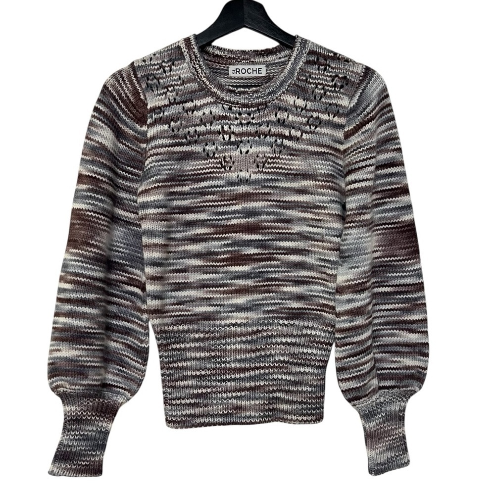 St. Roche Stormy Hand Space Dyed Merino Wool Crewneck Sweater Purple Grey XS NWT
